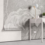 Tapet personalizat floral cu flori de trandafir pe un fundal gri marmua marble rosa