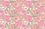 Tapet personalizat floral cu flori de nufar indian roz pe fundal alb nelumbo nucifera