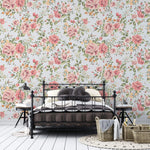 Tapet personalizat floral cu trandafiri infloriti in nuante de roz pastel pastel roses