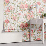 Tapet personalizat floral cu trandafiri infloriti in nuante de roz pastel pastel roses