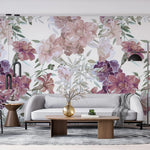 Tapet personalizat floral cu trandafiri lenten pe un fundal alb lenten rose