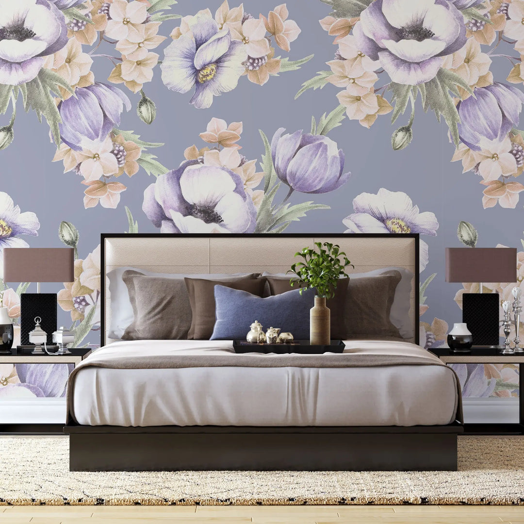 Tapet personalizat floral cu flori roz de phacelia grandiflora phacelia grandiflora