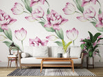 Tapet personalizat floral cu lalele roz inflorite bloomed tulips