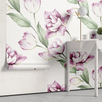 Tapet personalizat floral cu lalele roz inflorite bloomed tulips
