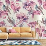 Tapet personalizat floral cu flori roz pictate in stil watercolor pink watercolored flowers