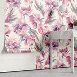 Tapet personalizat floral cu flori roz pictate in stil watercolor pink watercolored flowers
