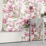 Tapet personalizat floral cu flori inflorite in nuante de roz beautiful blossom