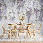 Tapet personalizat floral cu wisteria pe un perete din beton concrete wisteria