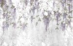 Tapet personalizat floral cu wisteria pe un perete din beton concrete wisteria