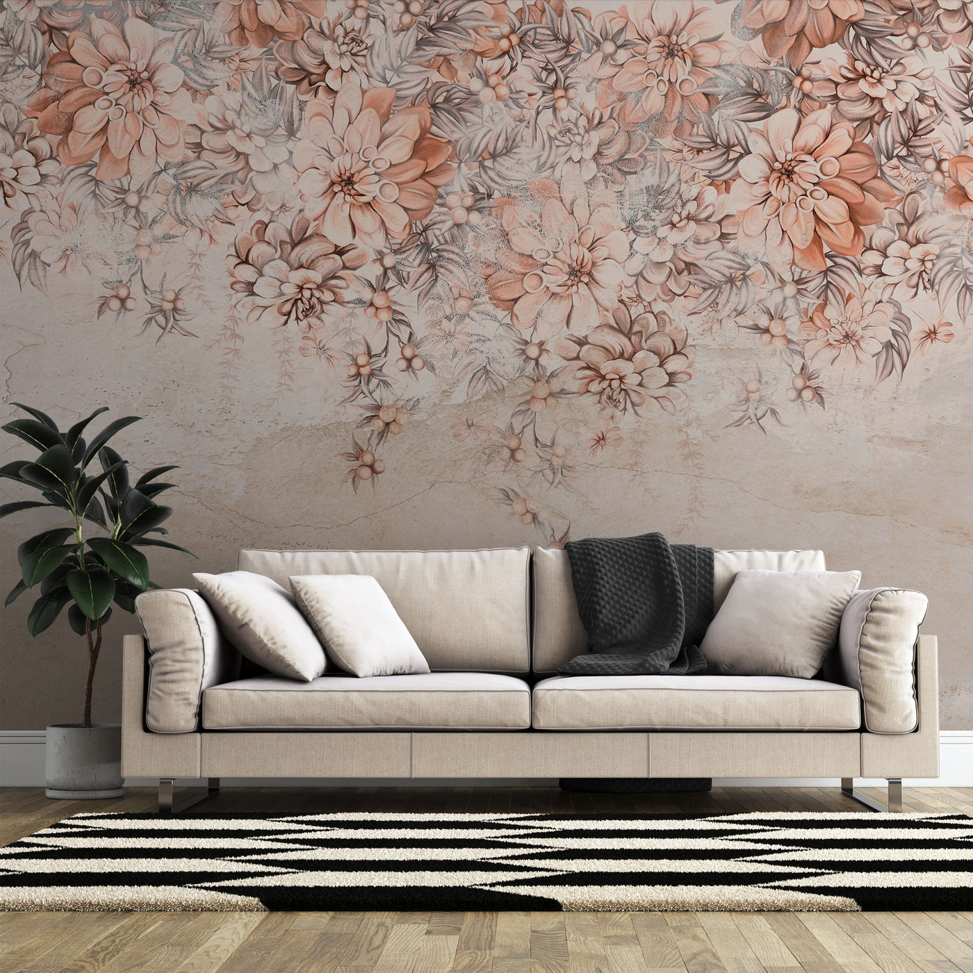 fototapet-personalizat-floral-cu-flori-colorate-pe-un-perete-nude-nude-flower-wall
