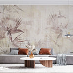 Tapet personalizat floral cu flori fade pe un fundal bej faiantat faded tile flowers