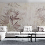 Tapet personalizat floral cu flori fade pe un fundal bej faiantat faded tile flowers