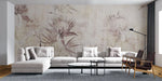 Tapet personalizat floral cu flori fade pe un fundal bej faiantat faded tile flowers