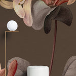 Fototapet personalizat floral cu flori texturate pe un fundal maro textured flowers