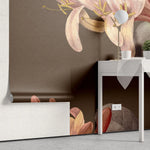 Fototapet personalizat floral cu flori texturate pe un fundal maro textured flowers