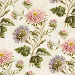 Tapet personalizat floral cu flori inflorite roz si lila pe un fundal deschis pink bull's eye