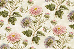 Tapet personalizat floral cu flori inflorite roz si lila pe un fundal deschis pink bull's eye