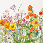 Tapet personalizat floral cu flori in culori vivide pe un fundal alb vivid field flowers