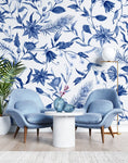 Tapet personalizat floral cu flori albastre in stil olandez dutch blue flowers