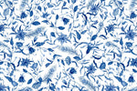 Tapet personalizat floral cu flori albastre in stil olandez dutch blue flowers