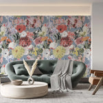 Tapet personalizat floral cu flori intr un pastel retro retro pastel flowers