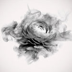 Tapet personalizat floral cu bujor in alb negru fumuriu smokey peony