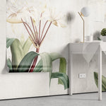 Tapet personalizat floral cu pasarea paradisului pe un perete in nunte deschise concrete bird of paradise