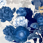 Tapet personalizat floral cu trandafiri albastri pe un fundal alb blue roses