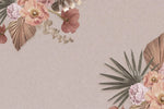 Tapet personalizat floral cu un pastel de flori pe fundal bej inchis pastel flower wall
