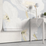Tapet personalizat floral cu flori de mac albe white poppy