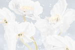 Tapet personalizat floral cu flori de mac albe white poppy