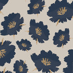 Tapet personalizat floral cu flori albastre cu pistil auriu sclipitor blue&glitter