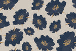 Tapet personalizat floral cu flori albastre cu pistil auriu sclipitor blue&glitter
