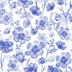 Tapet personalizat floral cu flori albastre de primavara pe un fundal alb blue spring