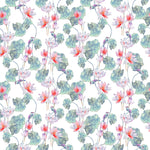 Tapet personalizat floral cu flori de lotus egiptean rosu si pasari colorate red lotus