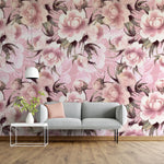Tapet personalizat floral cu tipar de flori cu petale roz pink pattern