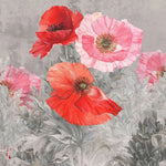 Tapet personalizat floral cu floare de mac pe perete texturat concrete poppy bloom