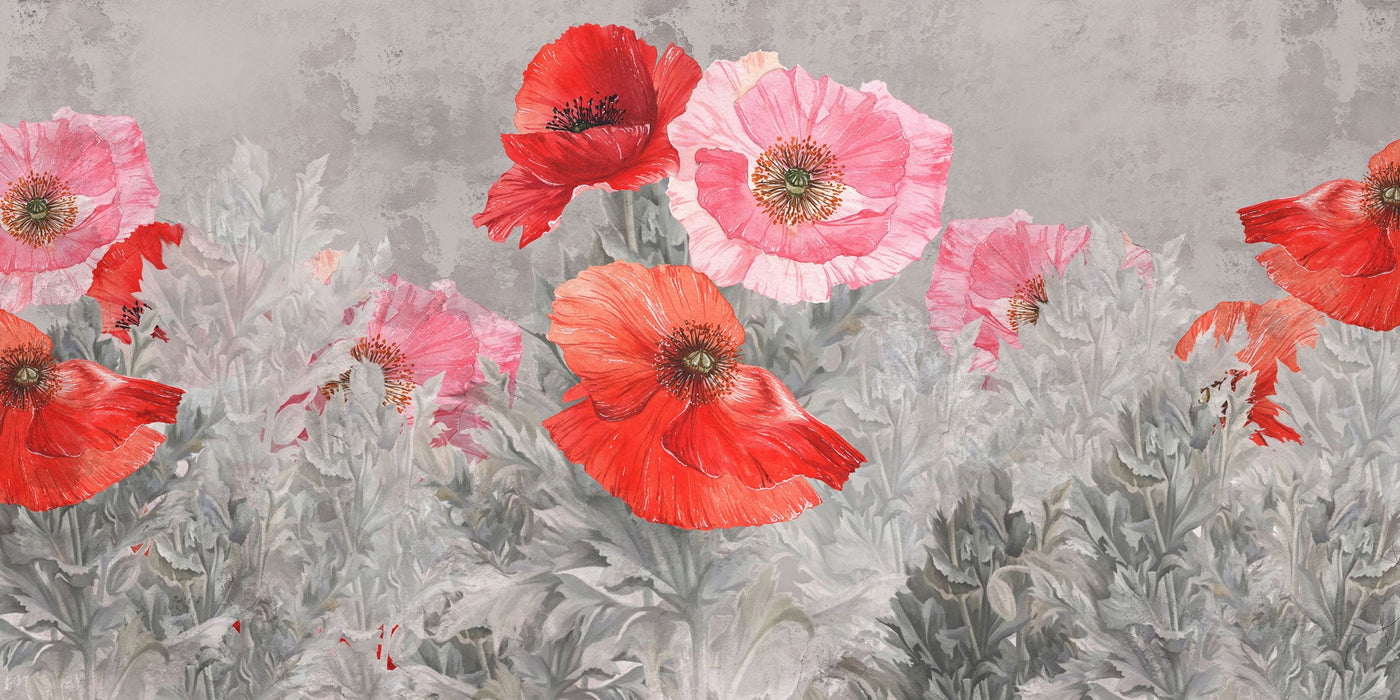 Tapet personalizat - CONCRETE POPPY BLOOM