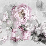 Tapet personalizat floral cu bujori rozalii pe un fundal de perete de beton concrete pink peony