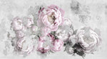 Tapet personalizat floral cu bujori rozalii pe un fundal de perete de beton concrete pink peony