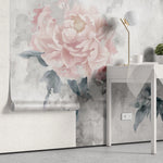 Tapet personalizat floral cu bujori infloriti pictati in pictura fada faded bloosom