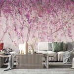 Tapet personalizat floral cu flori de wisteria in nuante de mov purple wistera