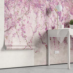 Tapet personalizat floral cu flori de wisteria in nuante de mov purple wistera