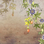 Tapet personalizat floral cu maces inflorit pe un fundal inchis bloomed rosehip dark