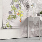 Tapet personalizat floral cu maces inflorit pe un fundal deschis bloomed rosehip light