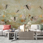 Tapet personalizat floral cu ciulini si fluturi thistle butterflies