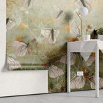Tapet personalizat floral cu ciulini si fluturi thistle butterflies