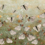 Tapet personalizat floral cu ciulini si fluturi thistle butterflies