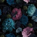 Tapet personalizat floral cu flori nocturne in nuante vivide night bloom