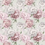 Tapet personalizat floral cu bujori in nuante de roz pe fundal alb light pink peonies